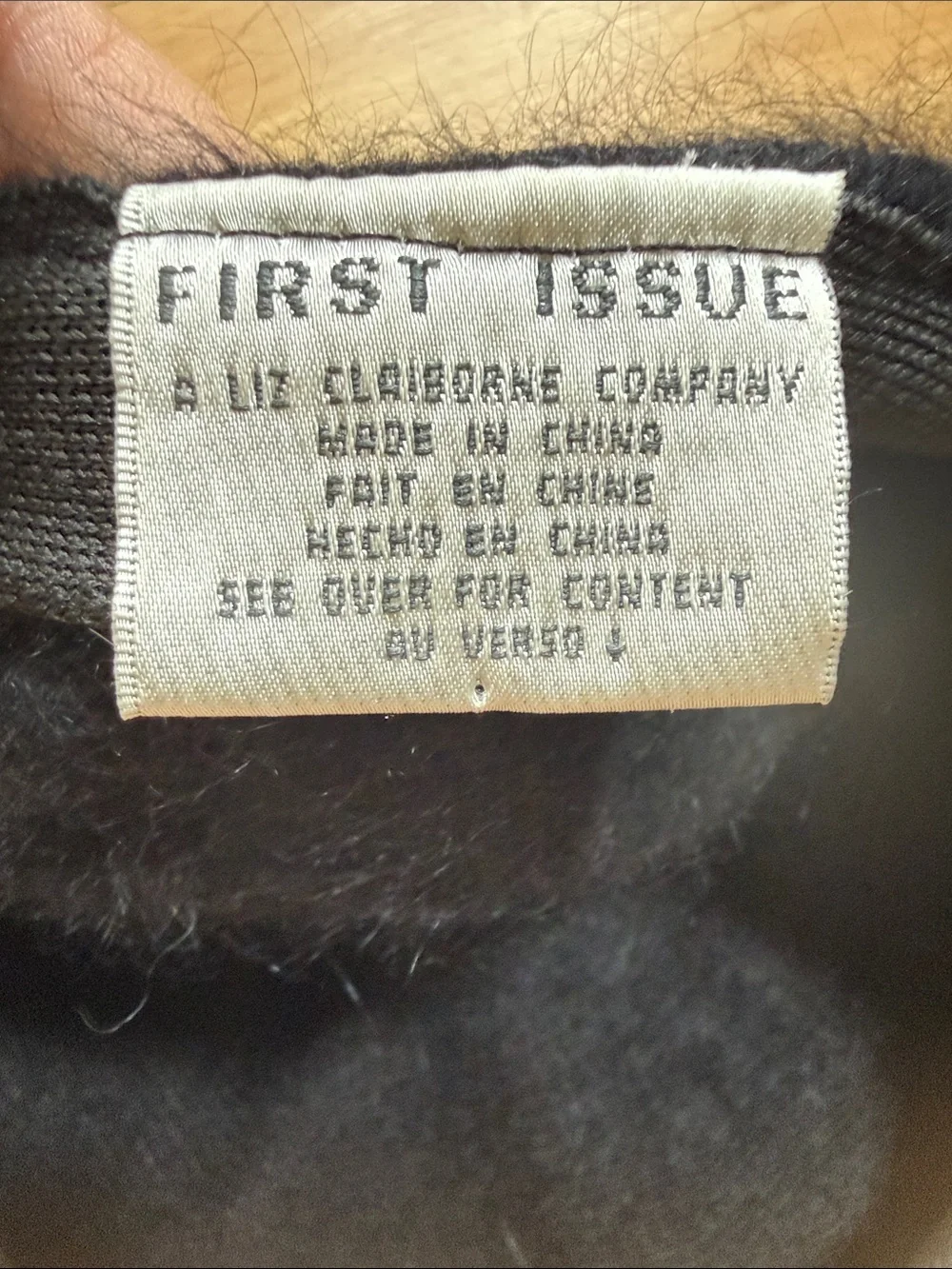 Vintage First Issue Liz Claiborne Black Wool Rabbit Hair Beret Hat